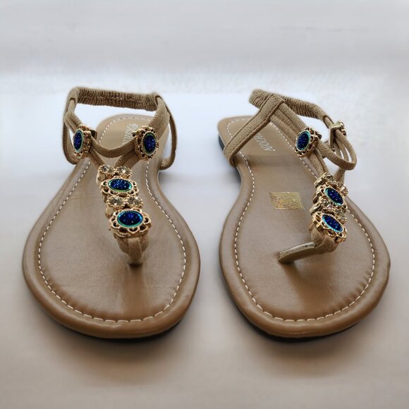 Beige Fashion Sandals with Rhinestone Embellishment - Picture 3 of 9